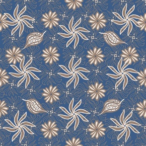 CT2469 Harvest Flowers in Dusty Blue and Tan