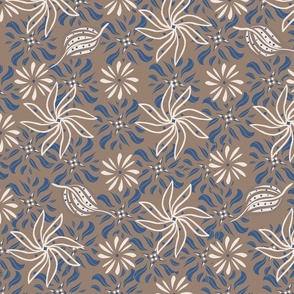 CT2468 Harvest Flowers Tan and Dusty Blue