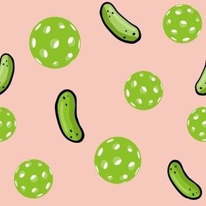 Pickleball And Bright Green Pickle on Pink