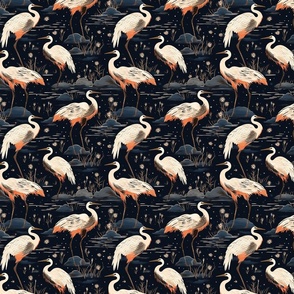 Elegant Cranes in  a Marsh