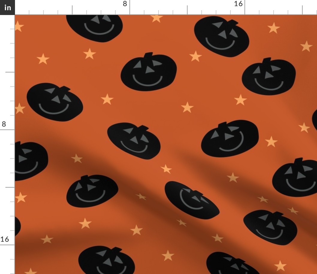 Mini, Pumpkin faces, Halloween, black, orange, fabric