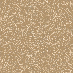 branches with leaves - creamy white _ lion gold mustard 02 - hand drawn foliage