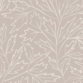 branches with leaves - creamy white _ silver rust blush 02 - hand drawn foliage