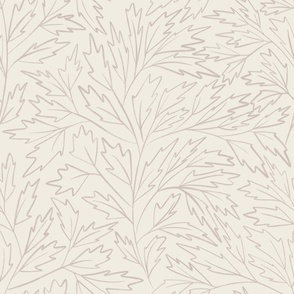 branches with leaves - creamy white _ silver rust blush - hand drawn foliage