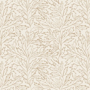 branches with leaves - creamy white _ lion gold mustard - hand drawn foliage