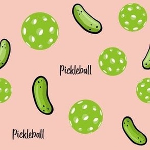 Pickleball Pickles and Ball Green on Pink