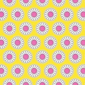 Little Pop Daisies ~1" - pink/yellow