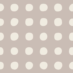 big dots - creamy white _ silver rust blush - hand drawn polkadot