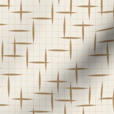 contemporary grid - creamy white _ lion gold mustard - geometric