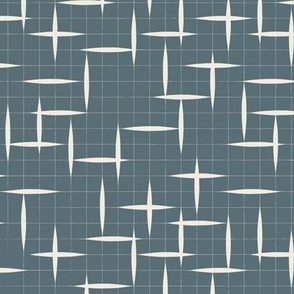 contemporary grid - creamy white _ marble blue - blue and white geometric