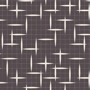contemporary grid - creamy white _ purple brown - geometric