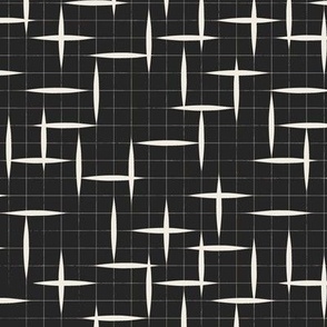 contemporary grid - creamy white _ raisin black 02 - black and white geometric