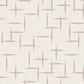 contemporary grid - creamy white _ silver rust blush - geometric