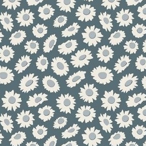 daisies - creamy white _ french grey _ marble blue - ditsy floral