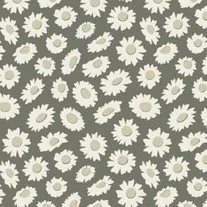 daisies - creamy white _ light sage green _ limed ash green - ditsy floral