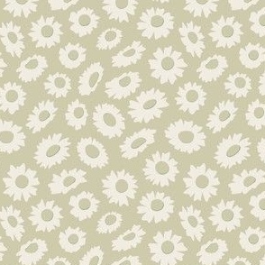 daisies - creamy white _ light sage green _ thistle green - ditsy floral
