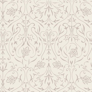 damask 02 - creamy white _ silver rust blush 02 - traditional wallpaper