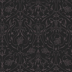damask 02 - purple brown_ raisin black 02 - traditional wallpaper