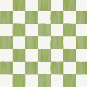 Checkerboard Check Checkered Pattern in Sage Olive Green and Beige