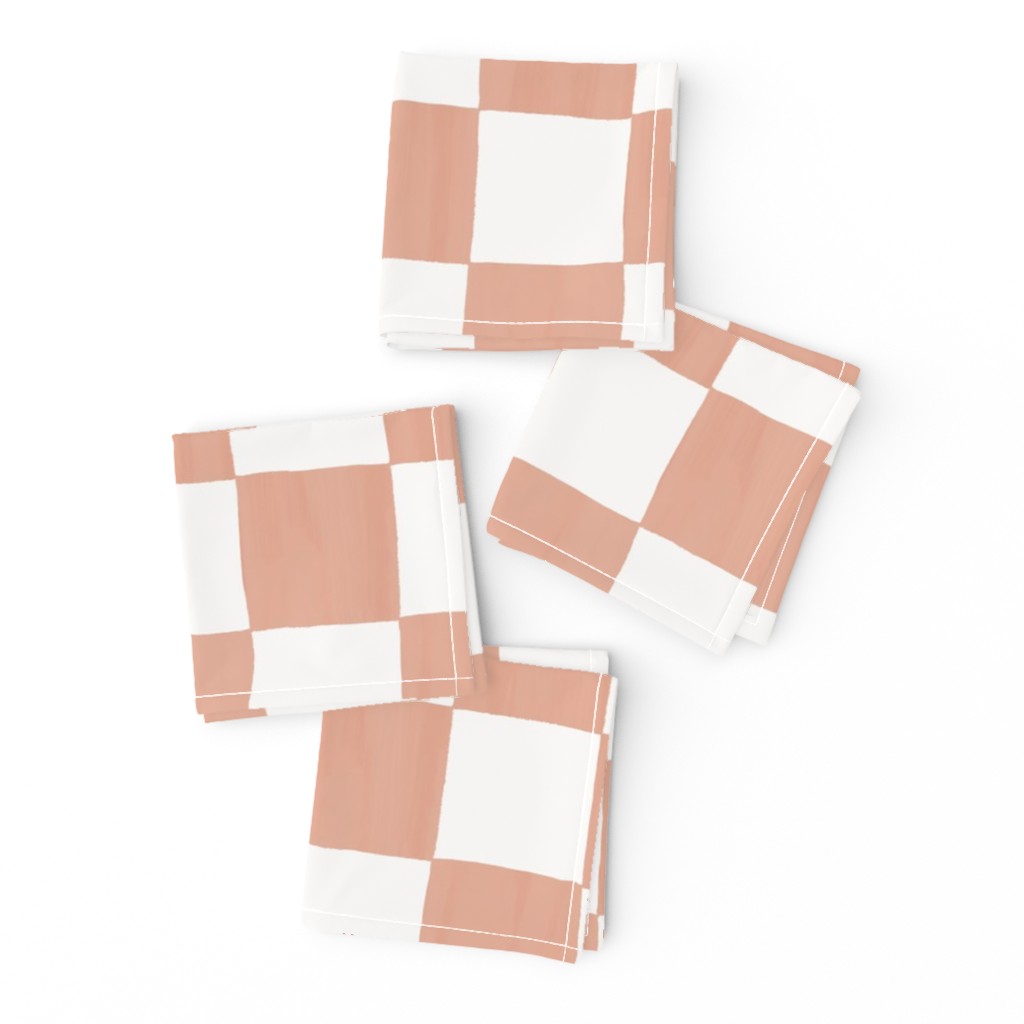 Checkers in terra cotta and white, small pattern