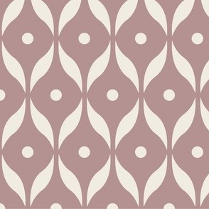 dots and leaves - creamy white _ dusty rose pink - simple retro geometric