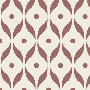 dots and leaves - copper rose pink _ creamy white - simple retro geometric