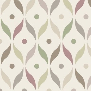 dots and leaves - pastel palette - simple retro geometric