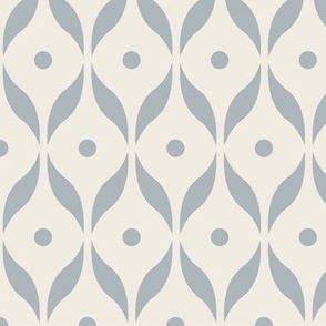 dots and leaves - creamy white _ french grey - simple retro geometric