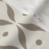 dots and leaves - creamy white _ khaki brown - simple retro geometric