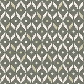 dots and leaves - creamy white _ limed ash _ thistle green - simple retro geometric