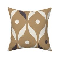 dots and leaves - creamy white _ lion gold mustard _ purple brown - simple retro geometric