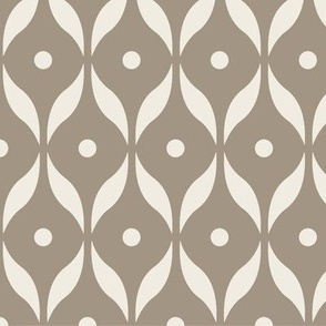 dots and leaves - creamy white _ khaki brown 02 - simple retro geometric