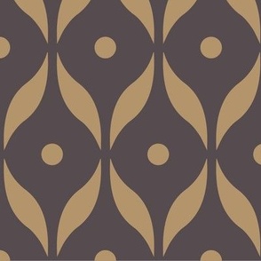 dots and leaves - lion gold mustard _ purple brown - simple retro geometric