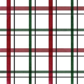 12' Winter Christmas Watercolor Plaid in Red and Green by Audrey Jeanne