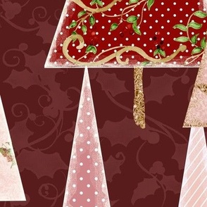 26.5" Modern Victorian Christmas Trees in Burgundy and Blush by Audrey Jeanne
