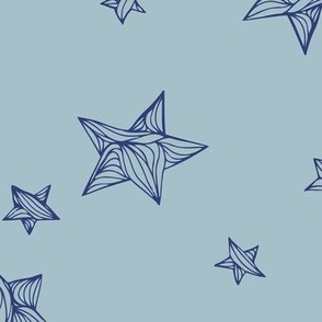 Matariki Inspired Stars - blue on blue