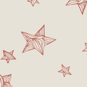 Matariki Inspired Stars - dark coral cream tan