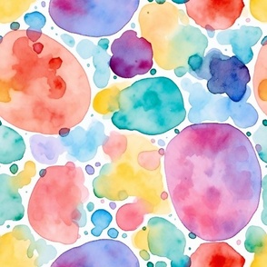 Summer Floral Watercolor Bright Bold Pattern / Colorful Round Blotches Dots Bokeh