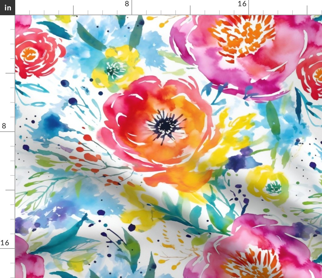 Stunning Beautiful Pretty Summer Fun Springtime Watercolor Flowers Clothing Clothes Apparel Fabric