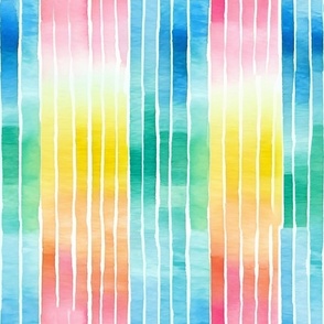 Summer Floral Watercolor Bright Bold Pattern / Colorful Stripes