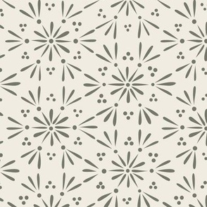 geo floral 02 - creamy white _ limed ash green 02 - simple sweet geometrci