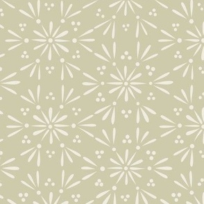 geo floral 02 - creamy white _ thistle green - simple sweet geometrci