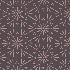 geo floral 02 - dusty rose pink _ purple brown - simple sweet geometrci
