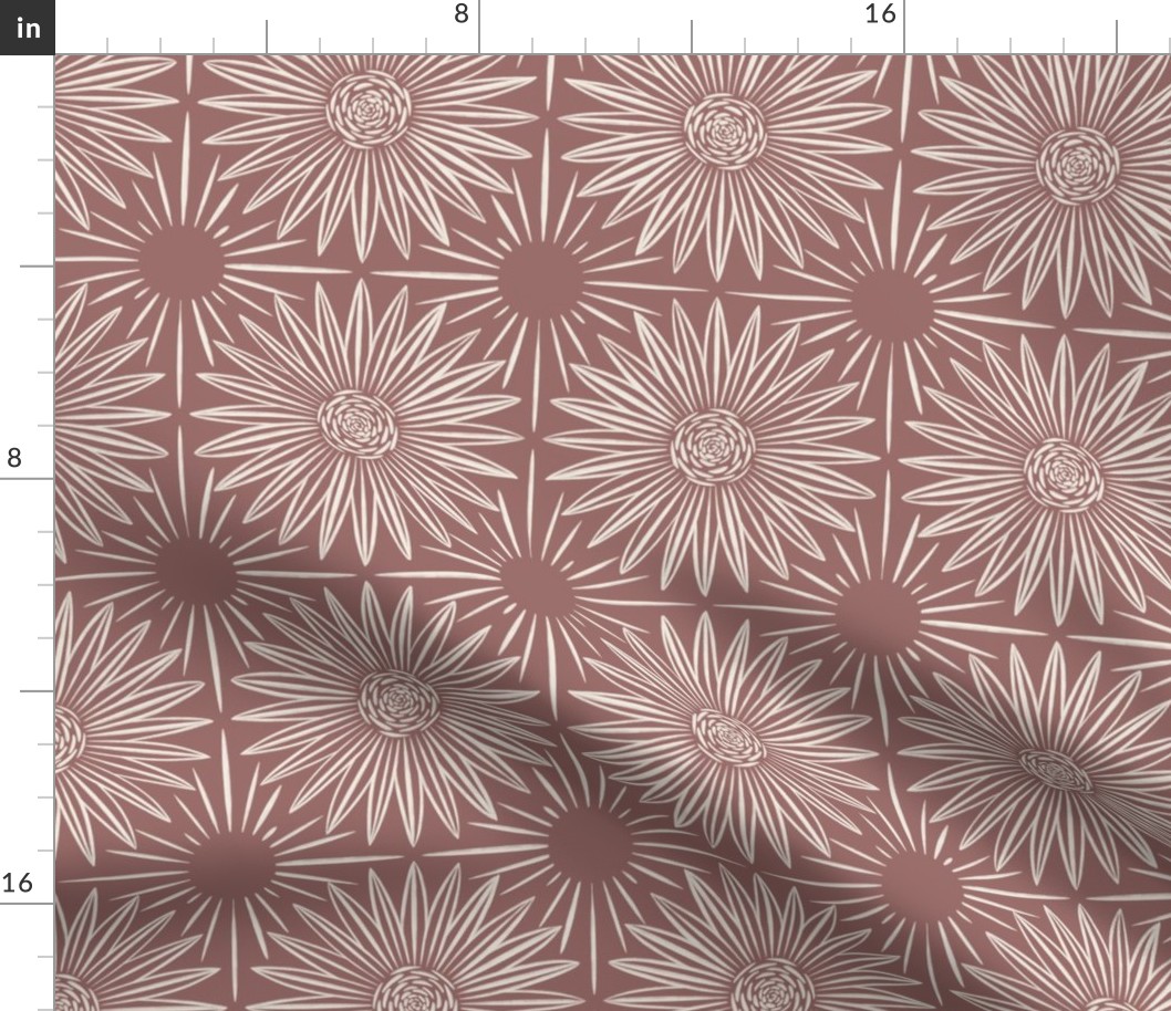 granny quilt - copper rose pink _ creamy white - floral grid