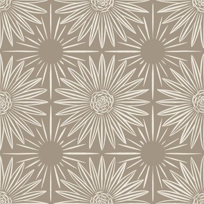granny quilt - creamy white _ khaki brown - floral grid