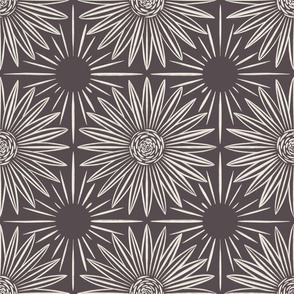 granny quilt - creamy white _ purple brown - floral grid