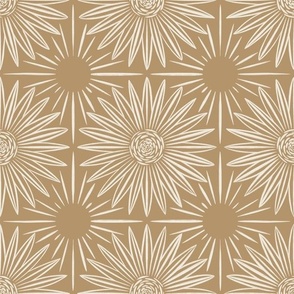 granny quilt - creamy white _ lion gold mustard - floral grid
