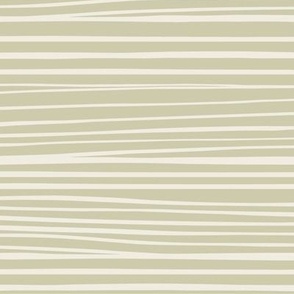 Hand Drawn Horizontal Stripes | Creamy White, Thistle Green | Contemporary 02
