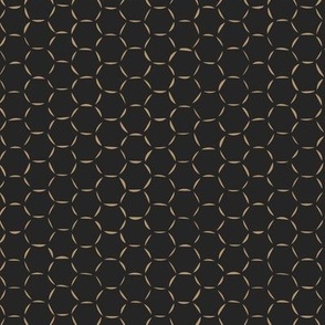 hexagons - lion gold mustard _ raisin black - hand drawn honeycomb geometric