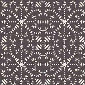 intertwined - creamy white _ purple brown - hand drawn geometric tile